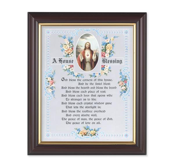 A House Blessing, 10"x12", Classic Fluted Walnut Finished Frame, Italian Print Under Glass # 26302