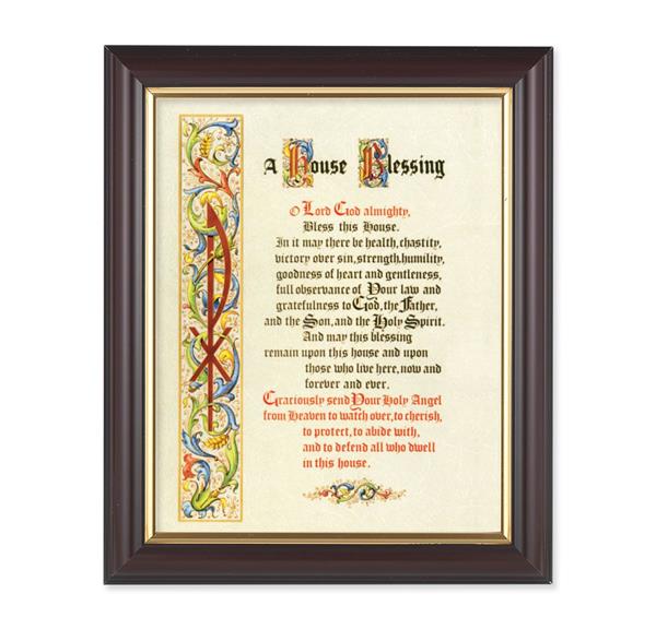 A House Blessing, 10"x12", Classic Fluted Walnut Finished Frame, Italian Print Under Glass # 26310