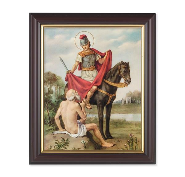 St. Martin of Tours, 10"x12", Classic Fluted Walnut Finished Frame, Italian Print Under Glass # 26314