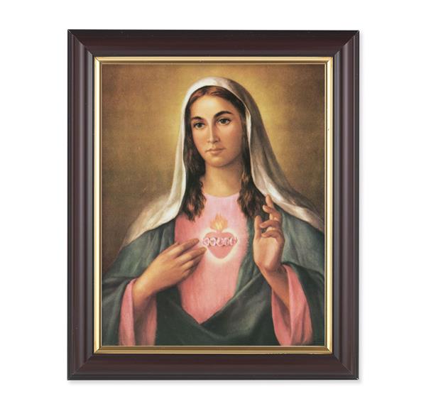 La Fuente: Immaculate Heart of Mary, 10"x12", Classic Fluted Walnut Finished Frame, Italian Print Under Glass # 26316