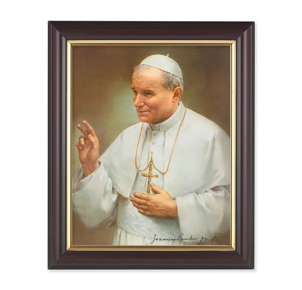 St. John Paul II, 10"x12", Classic Fluted Walnut Finished Frame, Italian Print Under Glass # 26318