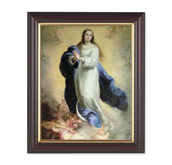 Murillo: The Immaculate Conception, 10"x12", Classic Fluted Walnut Finished Frame, Italian Print Under Glass # 26339
