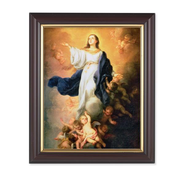 Murillo: The Immaculate Conception, 10"x12", Classic Fluted Walnut Finished Frame, Italian Print Under Glass # 26340