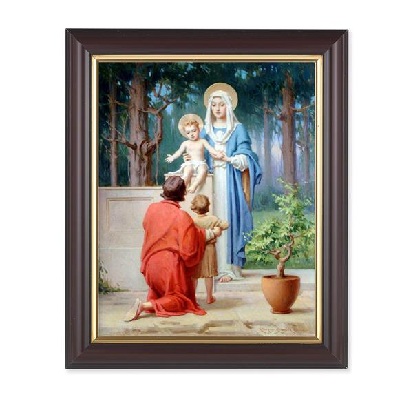 Chambers: The Holy Family with John The Baptist, 10"x12", Classic Fluted Walnut Finished Frame, Italian Print Under Glass # 26343