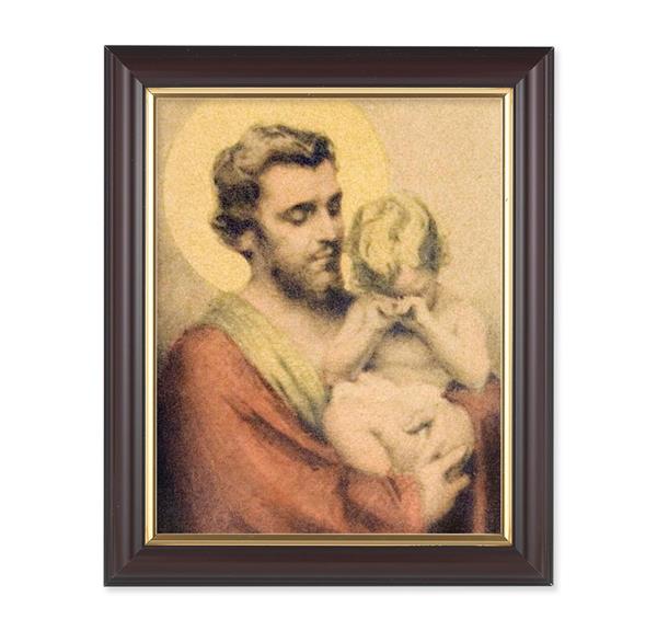 Chambers: St. Joseph with Crying Jesus, 10"x12", Classic Fluted Walnut Finished Frame, Italian Print Under Glass # 26345