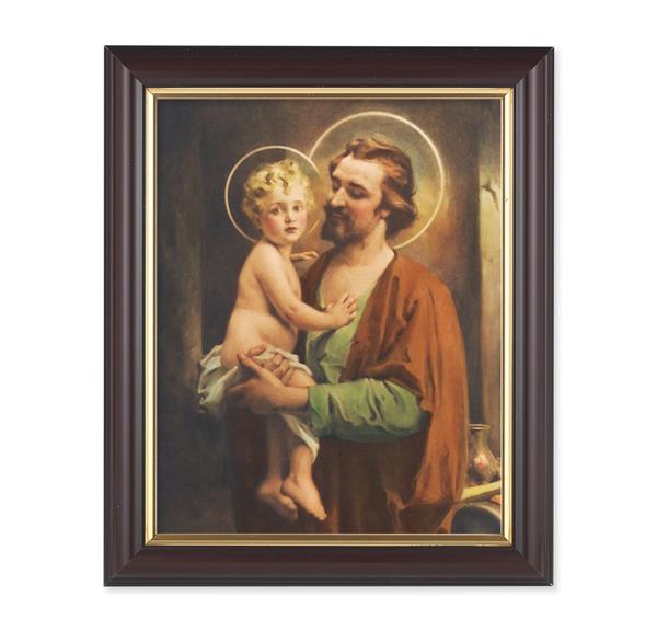 Chambers: St. Joseph & Child Jesus, 10"x12", Classic Fluted Walnut Finished Frame, Italian Print Under Glass # 26346