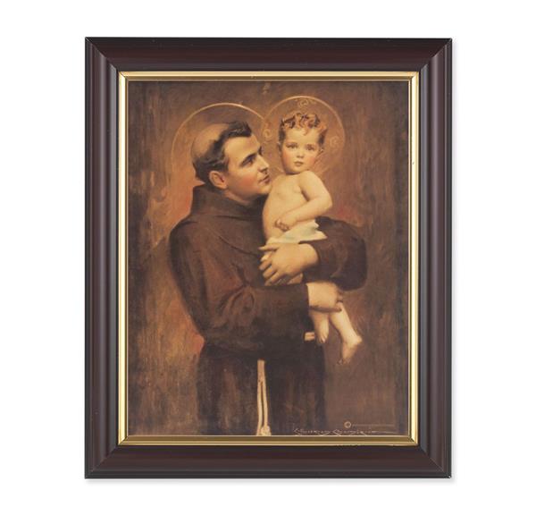 Chambers: St. Anthony & Child Jesus, 10"x12", Classic Fluted Walnut Finished Frame, Italian Print Under Glass # 26347