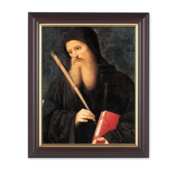 Perugino: St. Benedict, 10"x12", Classic Fluted Walnut Finished Frame, Italian Print Under Glass # 26350