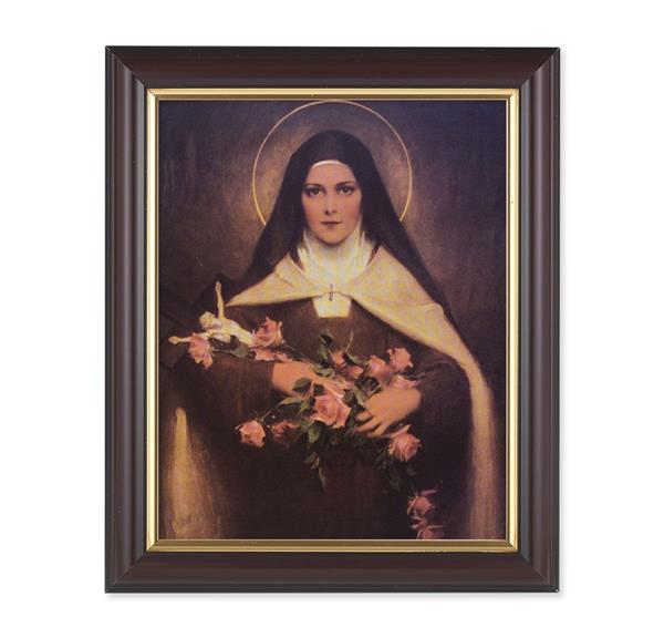 Chambers: St. Therese of Lisieux, 10"x12", Classic Fluted Walnut Finished Frame, Italian Print Under Glass # 26351