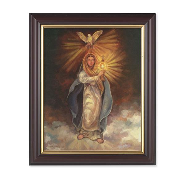 Mary with Monstrance, 10"x12", Classic Fluted Walnut Finished Frame, Italian Print Under Glass # 26355