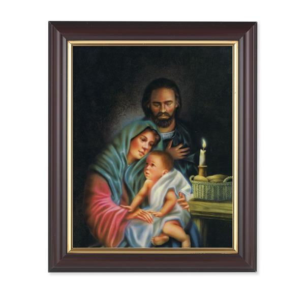 Holy Family Print, 10"x12", Classic Fluted Walnut Finished Frame, Italian Print Under Glass # 26357