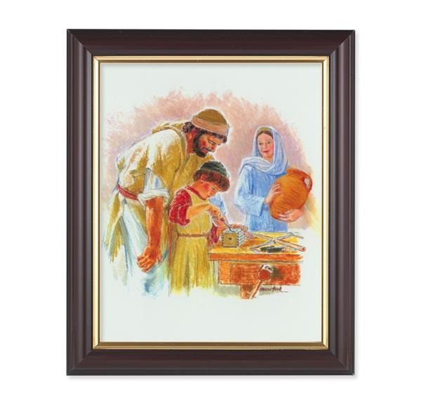 Hook: Jesus The Carpenter, 10"x12", Classic Fluted Walnut Finished Frame, Italian Print Under Glass # 26358