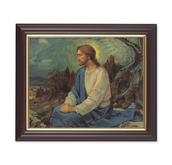 Meditation in The Garden Picture, 10"x12", Classic Fluted Walnut Finished Frame, Italian Print Under Glass # 26367