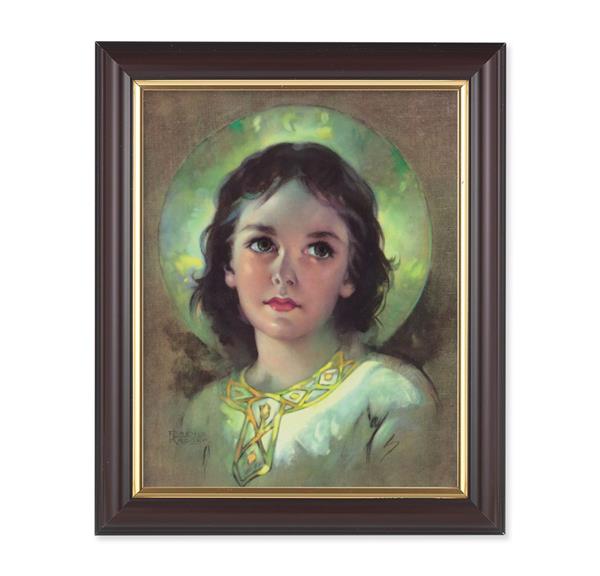 The Child Jesus Picture, 10"x12", Classic Fluted Walnut Finished Frame, Italian Print Under Glass # 26368