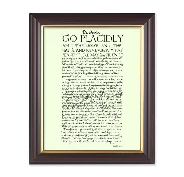Go Placidly Desiderata, 10"x12", Classic Fluted Walnut Finished Frame, Italian Print Under Glass # 26371