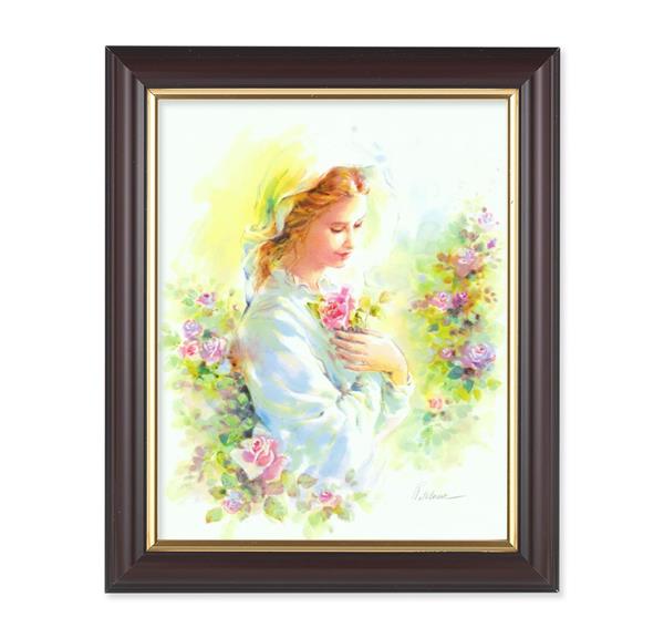 Blanc: Mystical Rose Picture, 10"x12", Classic Fluted Walnut Finished Frame, Italian Print Under Glass # 26372