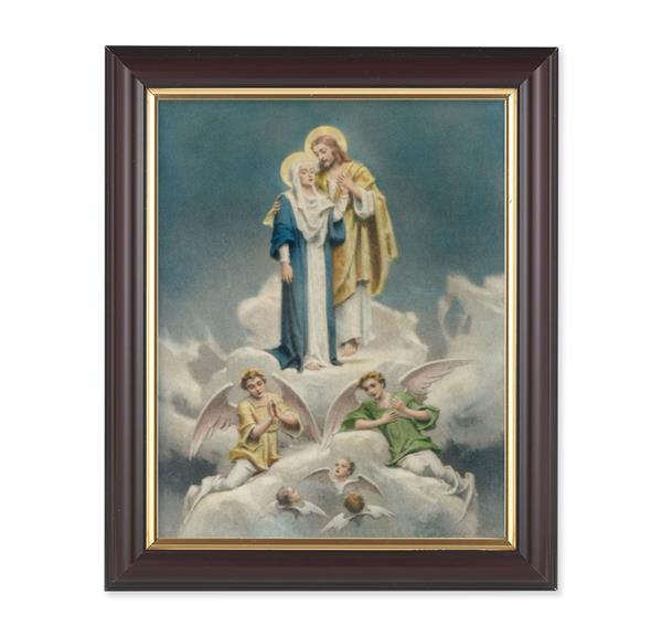 Chambers: Jesus & Mary in Heaven, 10"x12", Classic Fluted Walnut Finished Frame, Italian Print Under Glass # 26378