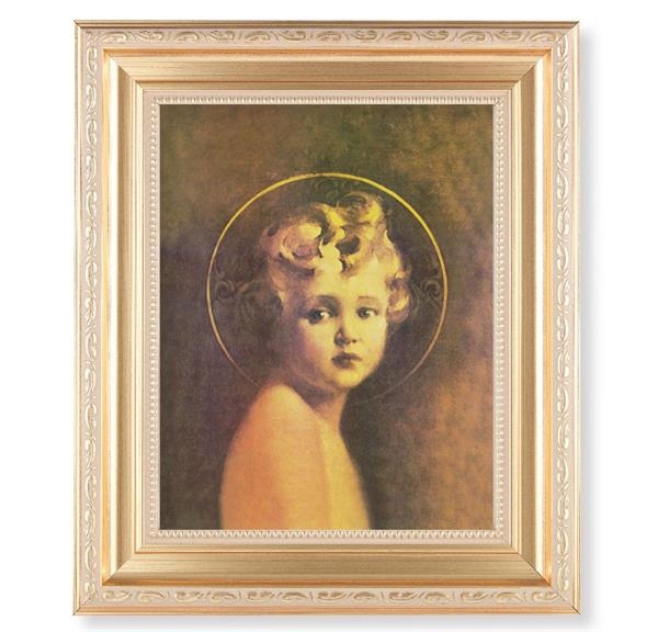 Chambers: Light of The World, 11.5"x13.5" Satin Gold Frame, Distressed Finish with Scrollwork, Italian Print Under Glass # 26387