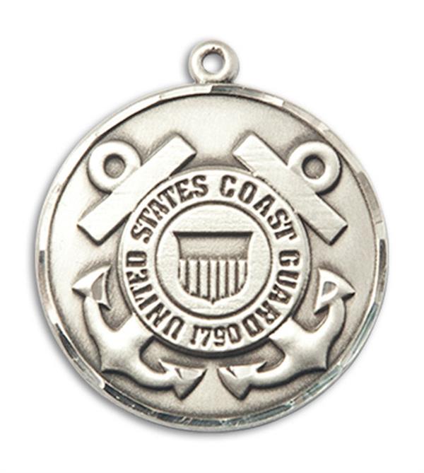 Coast Guard Medal, Fine Pewter, 15/16" dia, Your Choice of Chain, # 2659