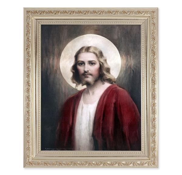 Chambers: Confide in Me, 10"x12" Antique Silver & Carved Scrollwork Frame, Italian Print Under Glass # 26872