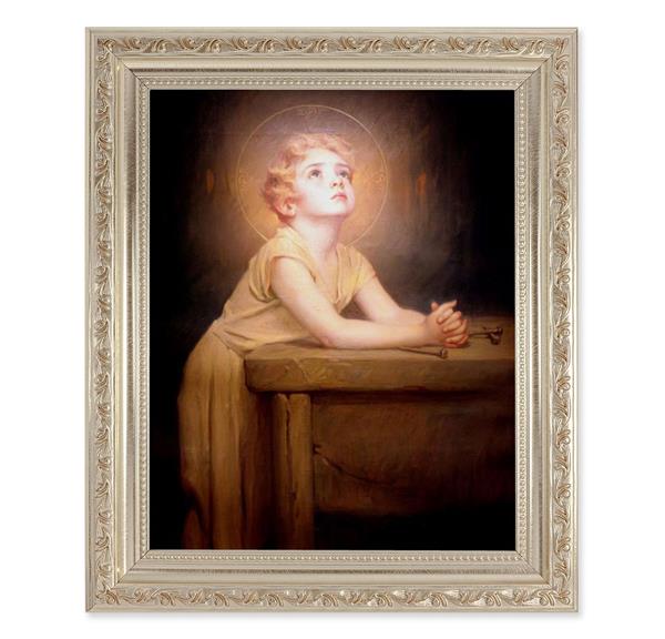 Chambers: Thy Will Be Done, 10"x12" Antique Silver & Carved Scrollwork Frame, Italian Print Under Glass # 26875