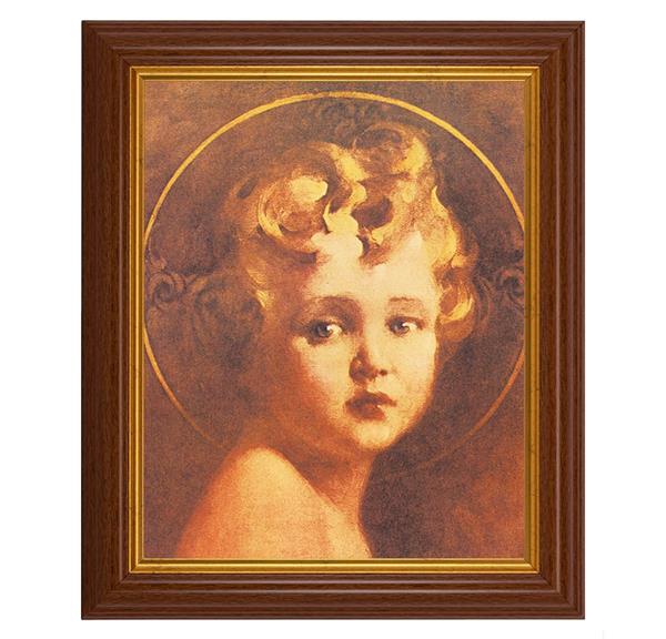 Chambers: Light of The World, 10.5"x12.5" Walnut Finished Fluted Frame, Gold Beaded Lip, Italian Print # 26952