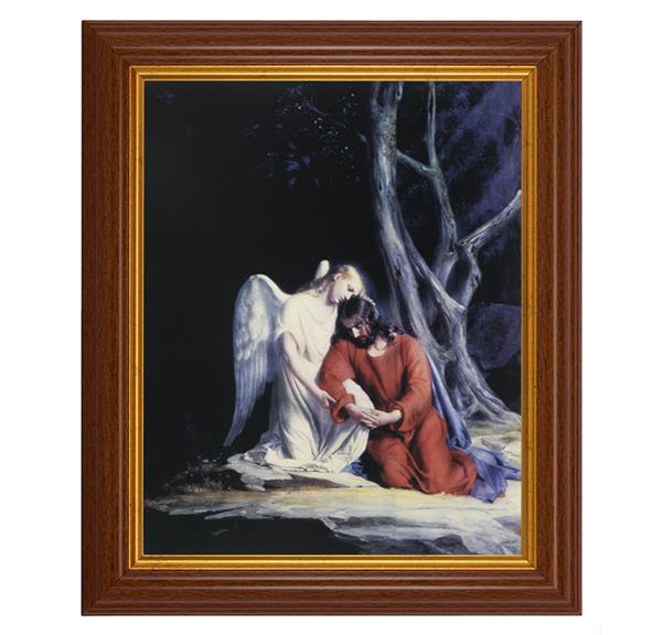 Chambers: Agony in The Garden, 10.5"x12.5" Walnut Finished Fluted Frame, Gold Beaded Lip, Italian Print # 26957