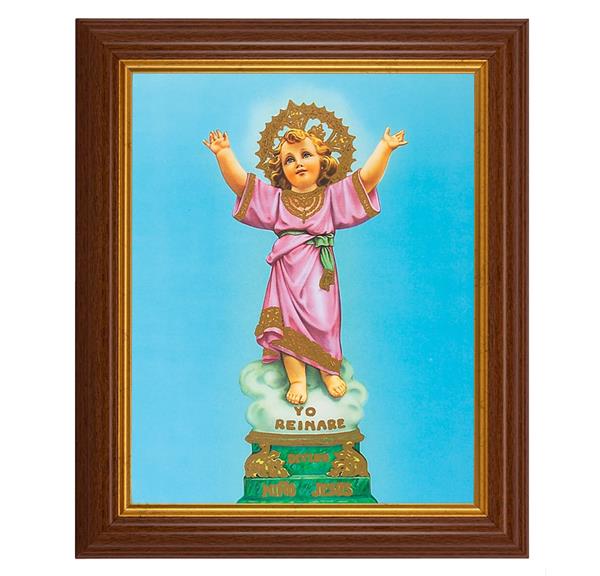 Divino Nino, 10.5"x12.5" Walnut Finished Fluted Frame, Gold Beaded Lip, Italian Print # 26958