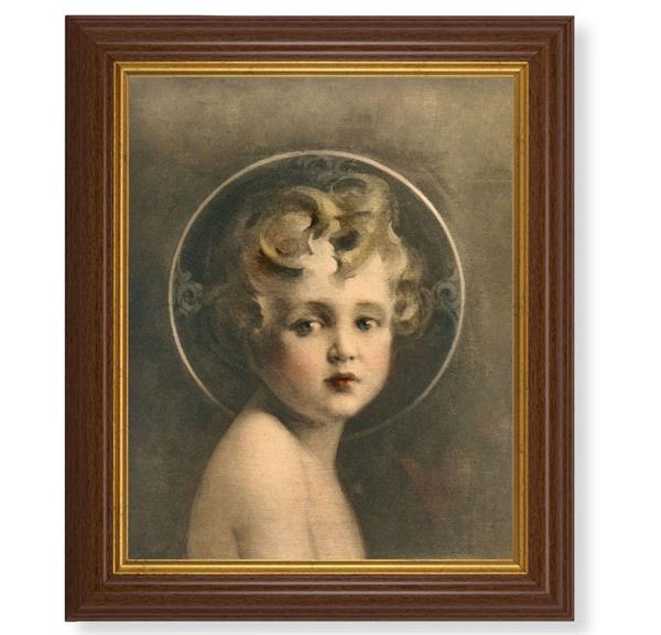 Chambers: Light of The World, 10.5"x12.5" Walnut Finished Fluted Frame, Gold Beaded Lip, Italian Print # 26963