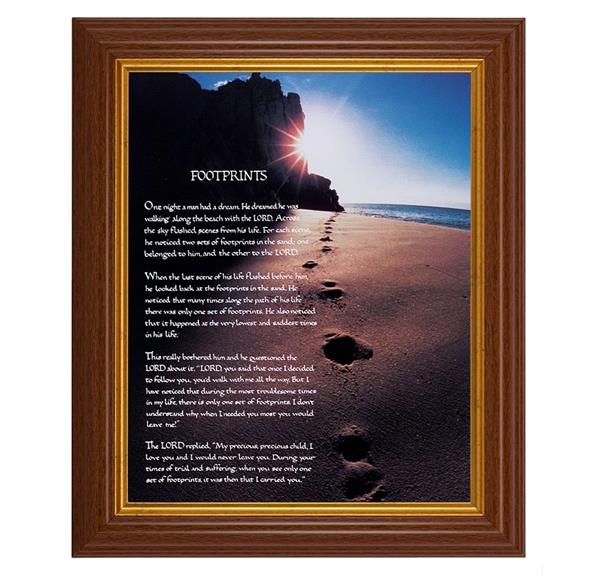 Footprints, 10.5"x12.5" Walnut Finished Fluted Frame, Gold Beaded Lip, Italian Print # 26972
