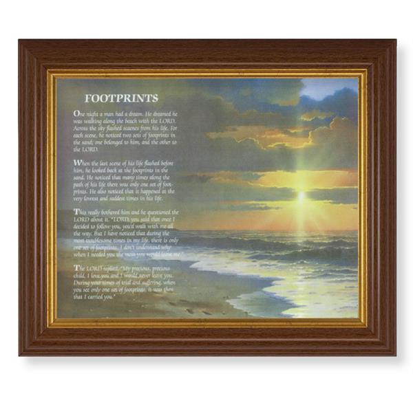 Footprints, 10.5"x12.5" Walnut Finished Fluted Frame, Gold Beaded Lip, Italian Print # 26973
