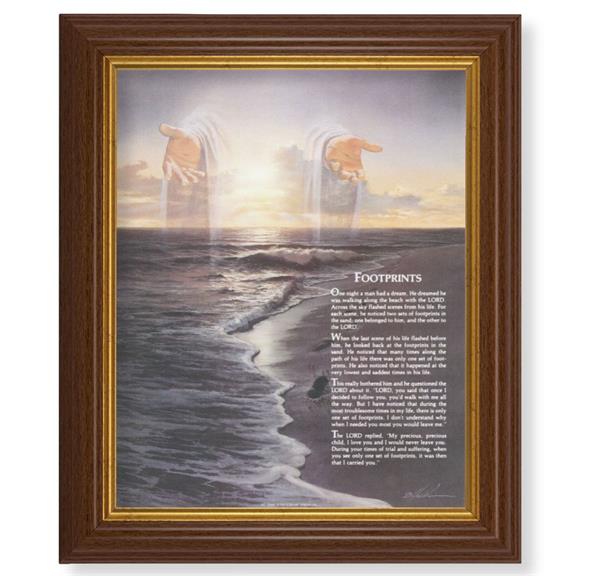 Footprints, 10.5"x12.5" Walnut Finished Fluted Frame, Gold Beaded Lip, Italian Print # 26974