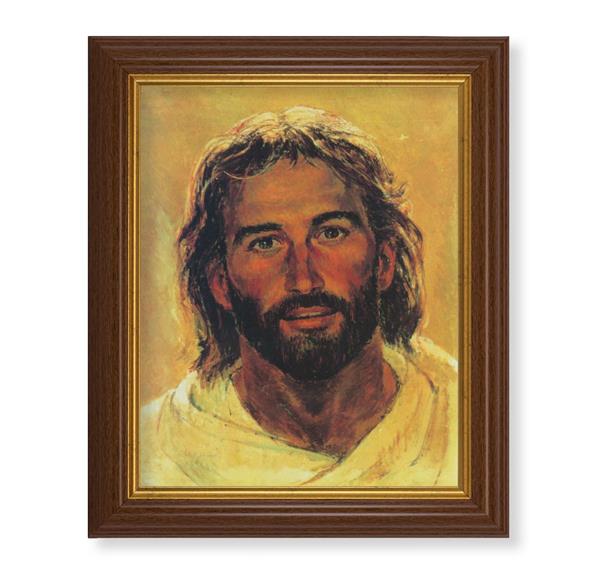 Hook: Head of Christ, 10.5"x12.5" Walnut Finished Fluted Frame, Gold Beaded Lip, Italian Print # 26975