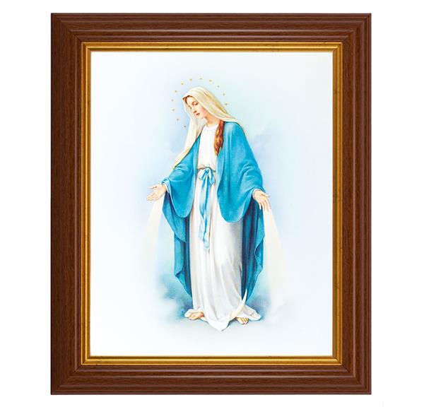 Our Lady of Grace, 10.5"x12.5" Walnut Finished Fluted Frame, Gold Beaded Lip, Italian Print # 26985