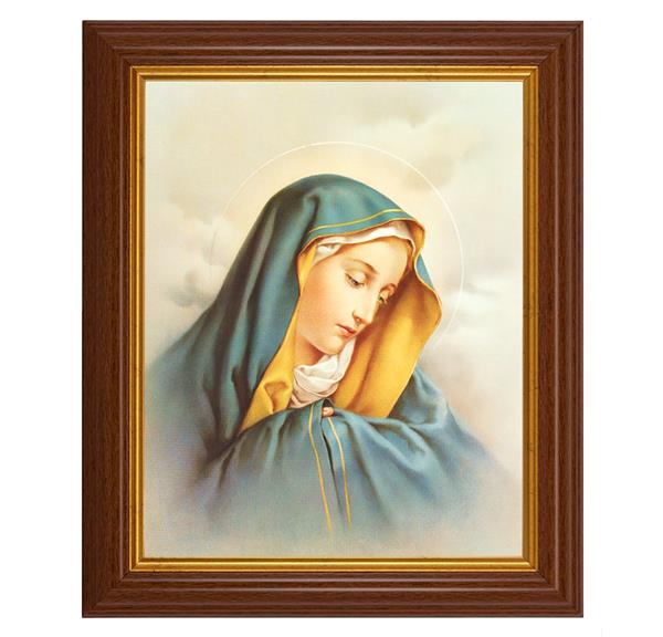 Our Lady of Sorrows, 10.5"x12.5" Walnut Finished Fluted Frame, Gold Beaded Lip, Italian Print # 26987