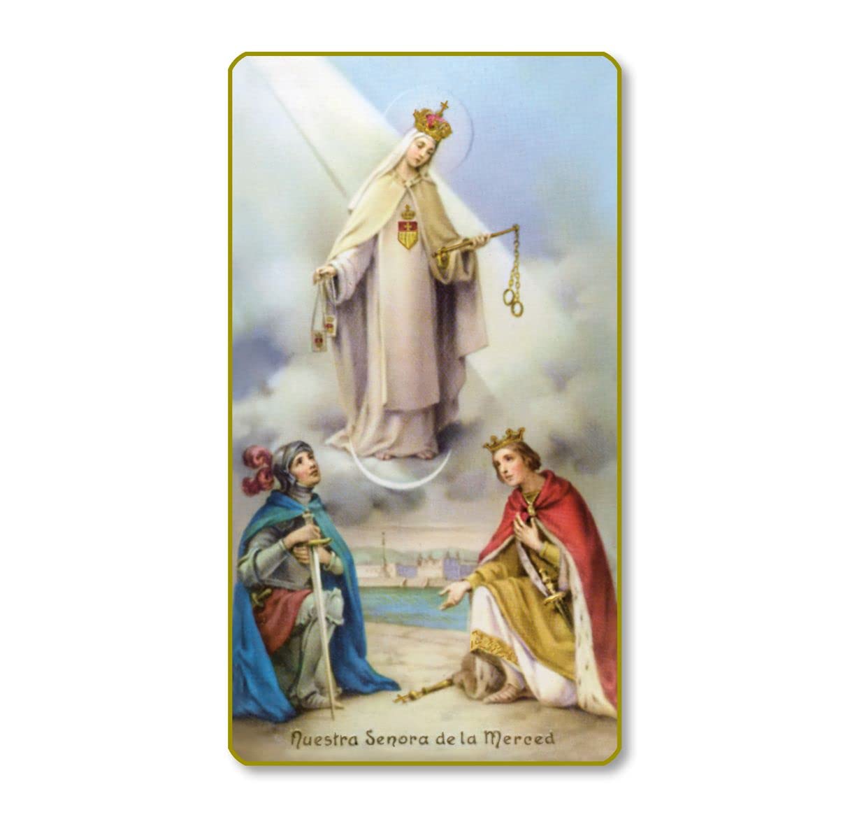 Our Lady of Mercy Italian Paper Holy Cards, 2"x4", Blank Back, 100-Pack, # 6165
