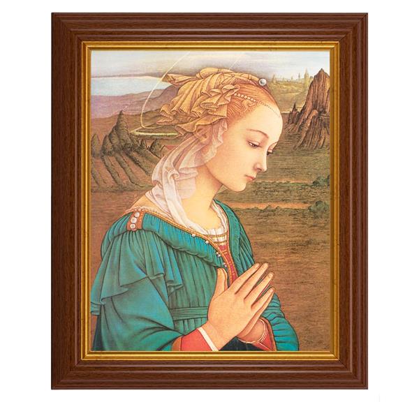 Lippi: Madonna, 10.5"x12.5" Walnut Finished Fluted Frame, Gold Beaded Lip, Italian Print # 27018