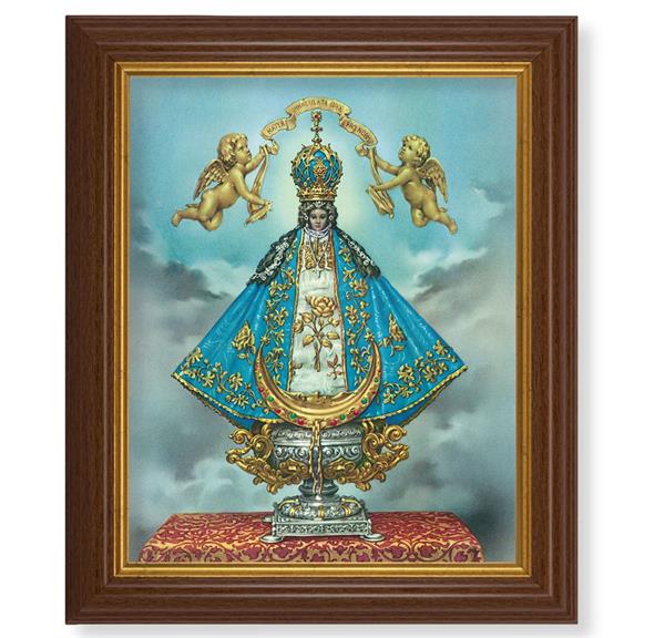 Virgen de San Juan, 10.5"x12.5" Walnut Finished Fluted Frame, Gold Beaded Lip, Italian Print # 27022