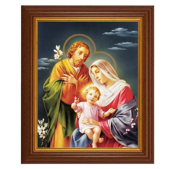 Holy Family, 10.5"x12.5" Walnut Finished Fluted Frame, Gold Beaded Lip, Italian Print # 27040