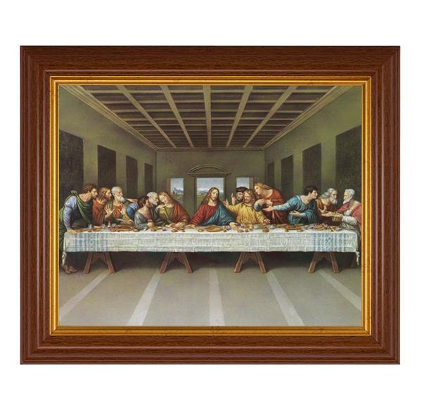 Last Supper, 10.5"x12.5" Walnut Finished Fluted Frame, Gold Beaded Lip, Italian Print # 27042