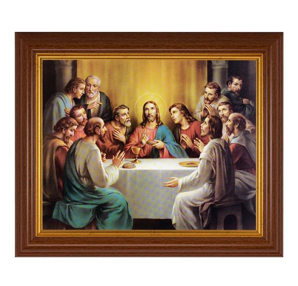 Bonella: Last Supper, 10.5"x12.5" Walnut Finished Fluted Frame, Gold Beaded Lip, Italian Print # 27043