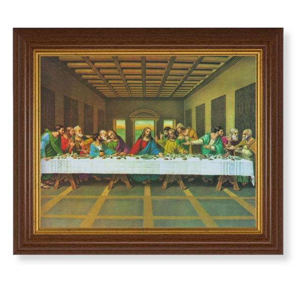Last Supper, 10.5"x12.5" Walnut Finished Fluted Frame, Gold Beaded Lip, Italian Print # 27058