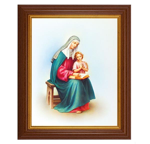 St. Anne, 10.5"x12.5" Walnut Finished Fluted Frame, Gold Beaded Lip, Italian Print # 27059