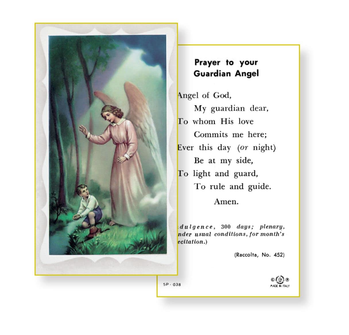 GUARDIAN ANGEL with BOY Paper Holy Cards, 2"x4", 100-pack, # 5817