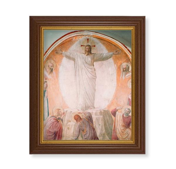 Transfiguration of Christ, 10.5"x12.5" Walnut Finished Fluted Frame, Gold Beaded Lip, Italian Print # 27071