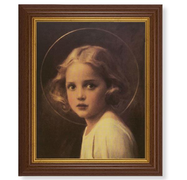 Chambers: Mary Most Holy, 10.5"x12.5" Walnut Finished Fluted Frame, Gold Beaded Lip, Italian Print # 27072
