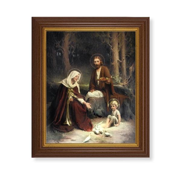 Chambers: The Holy Family, 10.5"x12.5" Walnut Finished Fluted Frame, Gold Beaded Lip, Italian Print # 27079