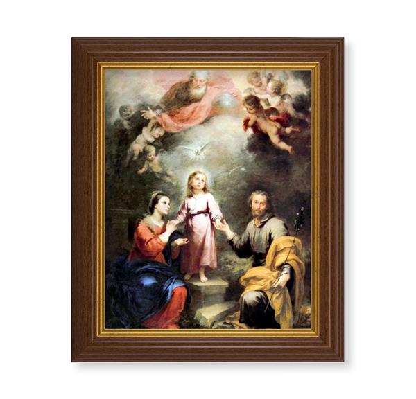 Murillo: Heavenly and Earthly Trinities, 10.5"x12.5" Walnut Finished Fluted Frame, Gold Beaded Lip, Italian Print # 27081