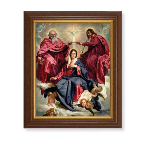 Crowning of Mary, 10.5"x12.5" Walnut Finished Fluted Frame, Gold Beaded Lip, Italian Print # 27083