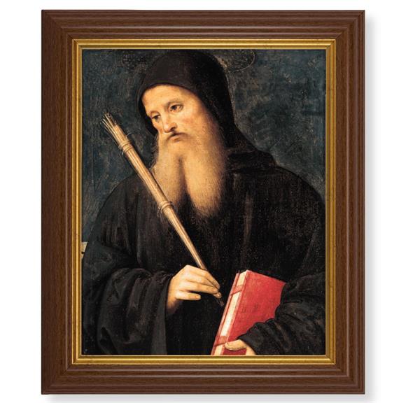 Perugino: St. Benedict, 10.5"x12.5" Walnut Finished Fluted Frame, Gold Beaded Lip, Italian Print # 27088